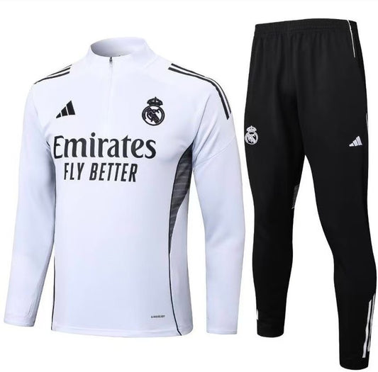 2025-2026 Real Madrid White Half-Pull Training Suit