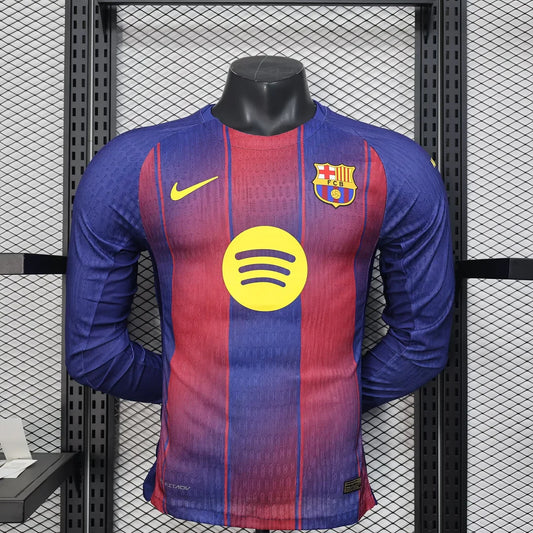 2025/2026 Long Sleeve Player Version Barcelona Home Football Jersey